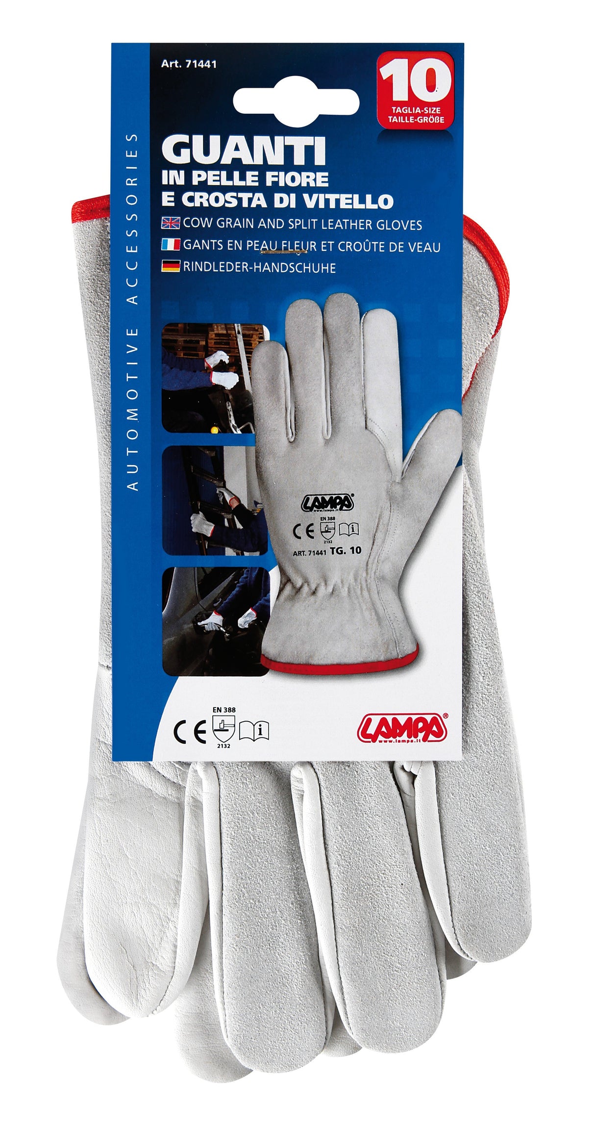 Guanti in pelle fiore e crosta di vitello - 10