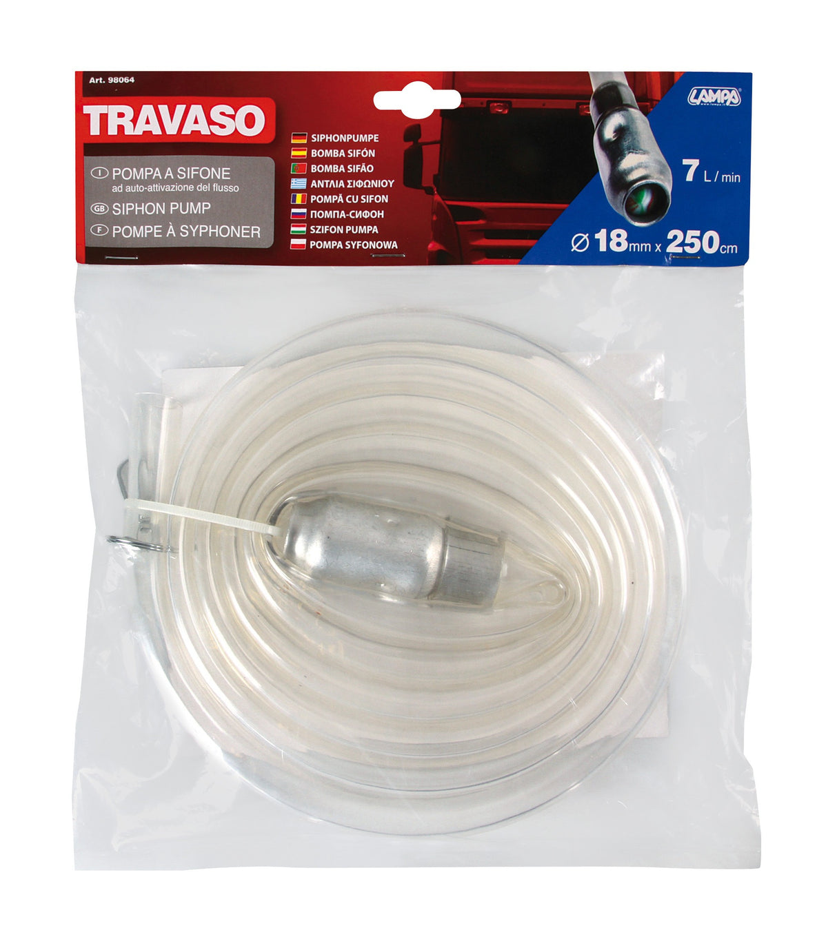 Travaso, pompa a sifone automatica - L - Ø 18 mm - 250 cm