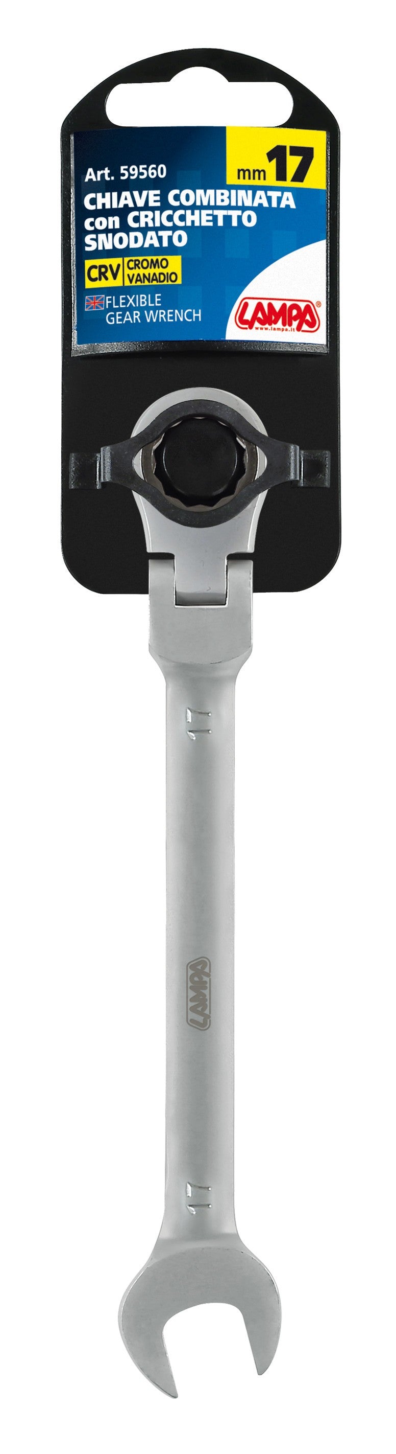 Chiave combinata con cricchetto snodato - 17 mm