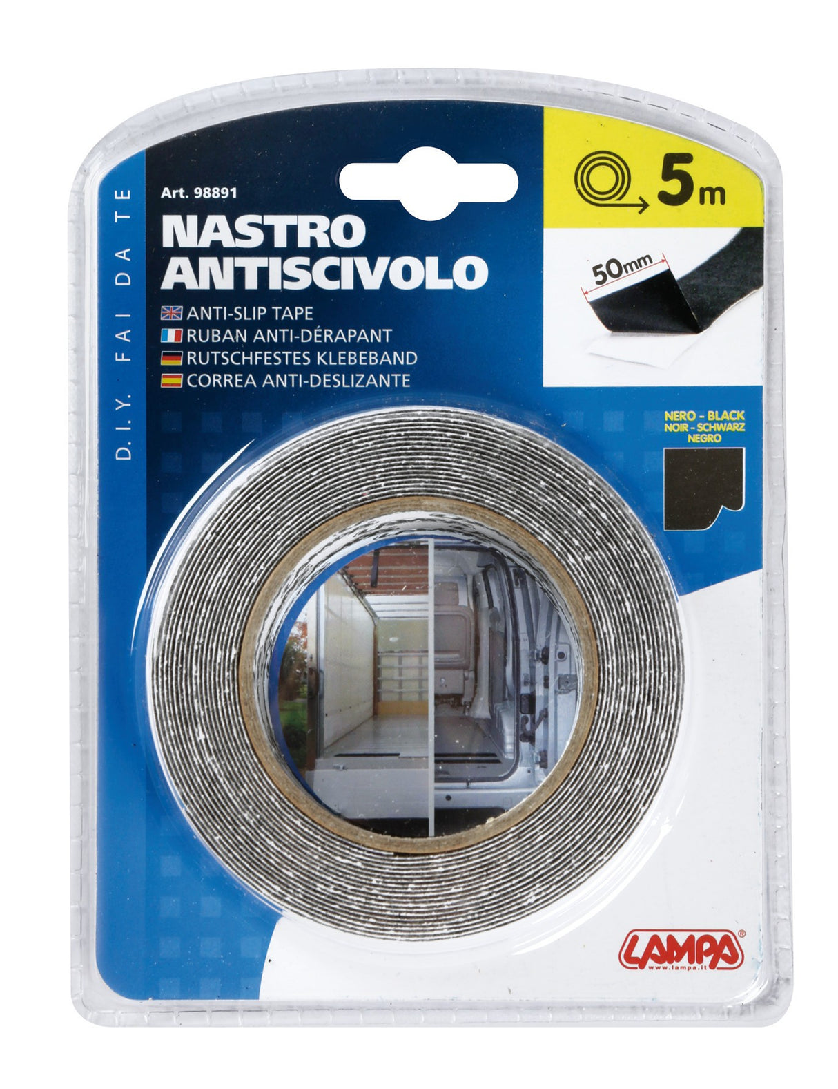 Nastro antiscivolo adesivo - 50 mm x 5 m - Nero