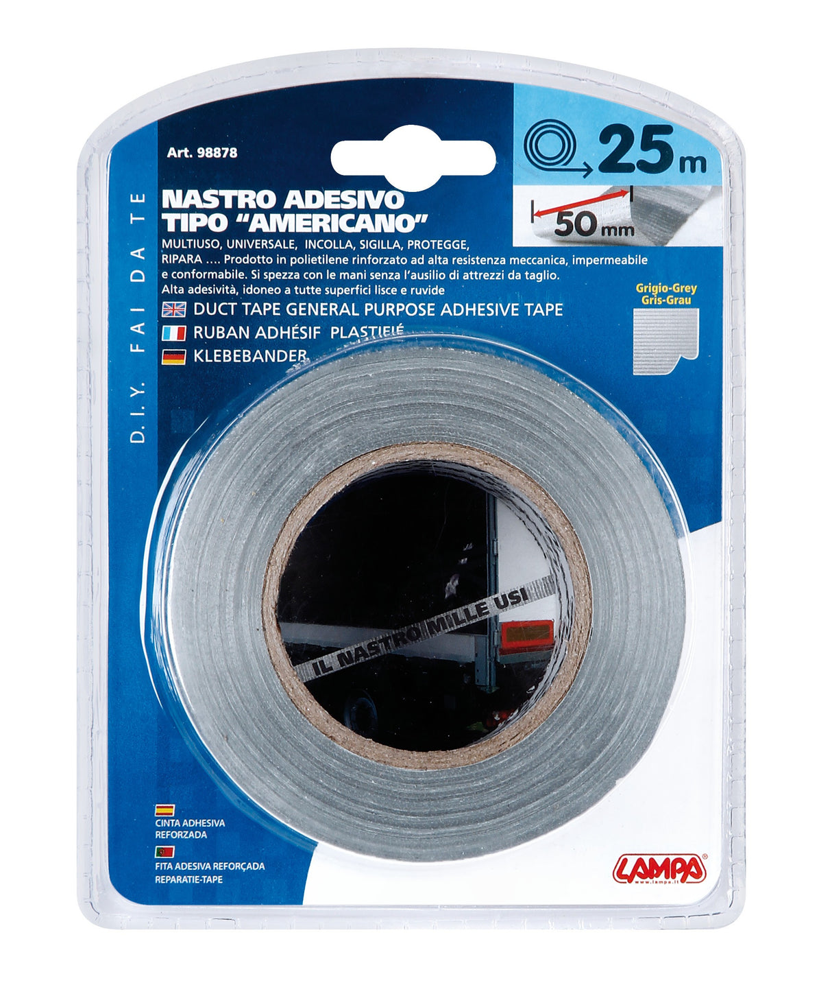 Nastro adesivo tipo americano - 50 mm x 25 m - Grigio