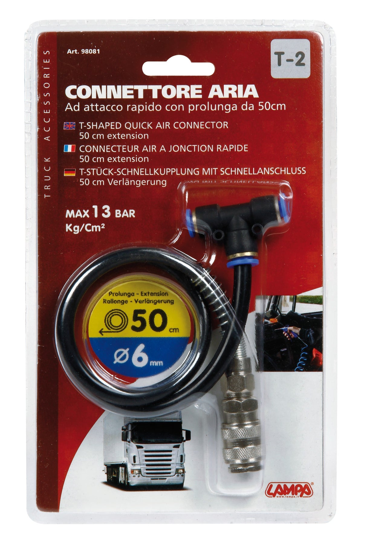 T-2, connettore aria ad attacco rapido - Ø 6 mm