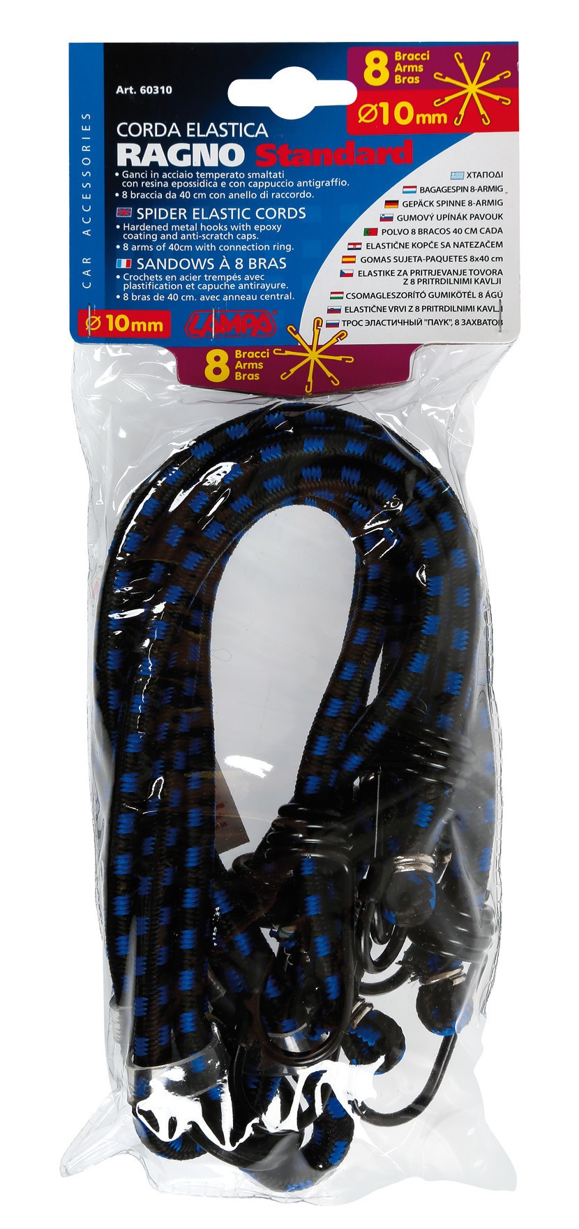 Corda elastica ragno 8 ganci - Ø 10 mm