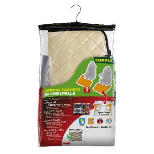 Pair of imitation leather mats - Cream - Iveco Stralis wide cab
