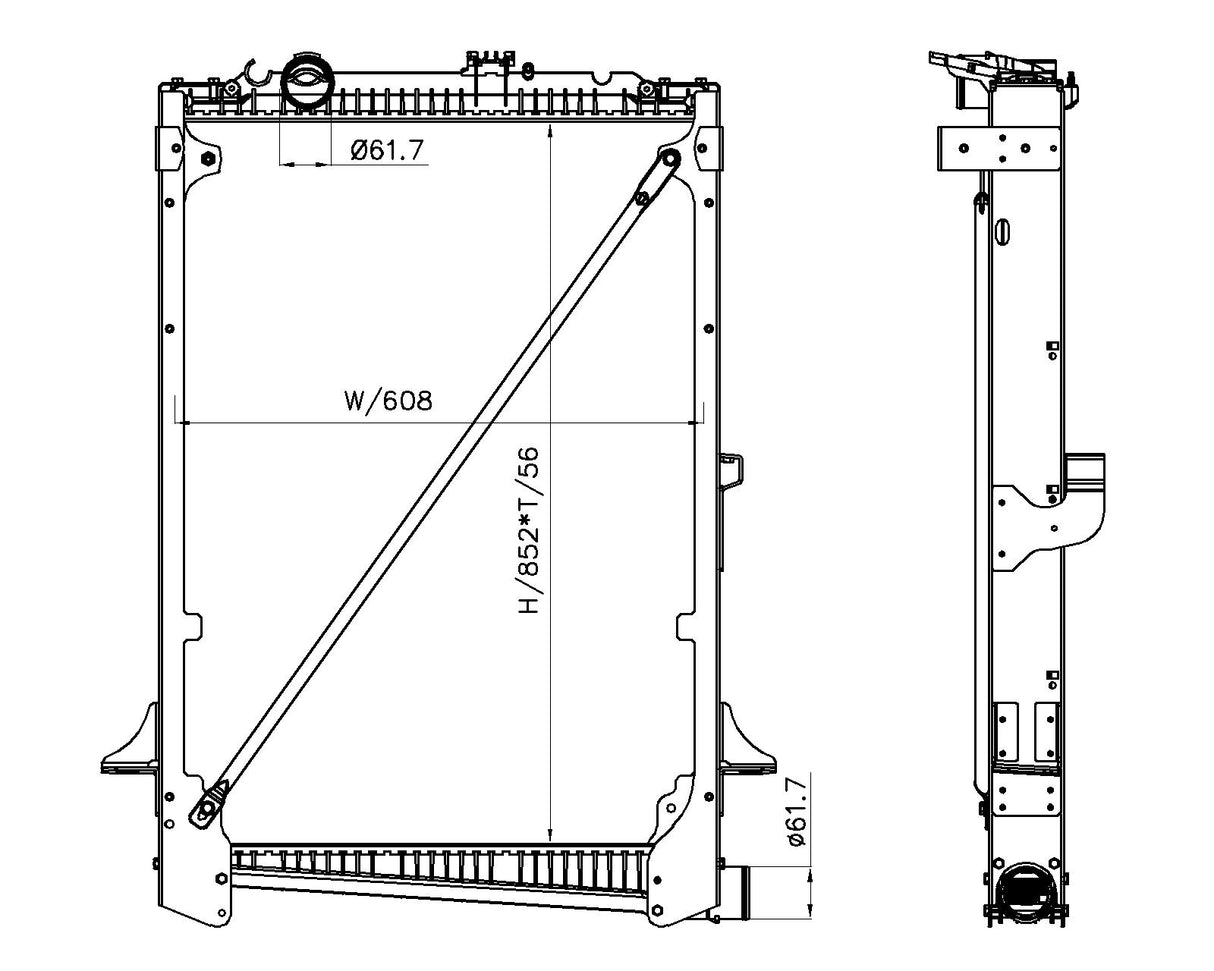 Radiatore acqua per Daf CF 65/75 dal 2001 in poi Cod. : FC1434916 Rif. Daf : 1434916