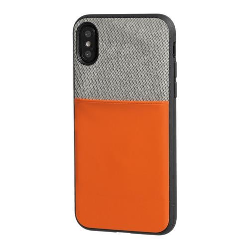 Duo pocket, two-tone cover with metal inserts - Apple iPhone X - Grey/Orange