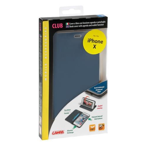 Club, Faux Leather Book Case - Apple iPhone X - Blue/Gold