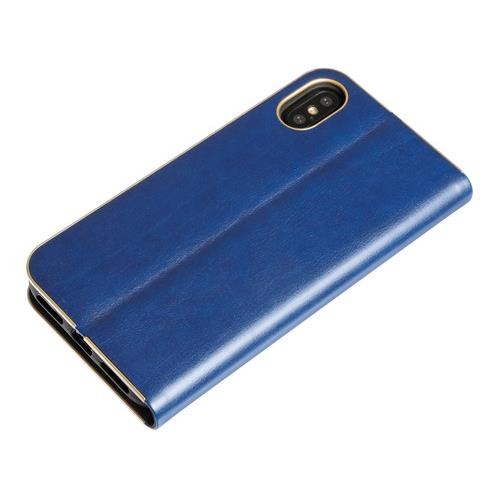 Club, Faux Leather Book Case - Apple iPhone X - Blue/Gold