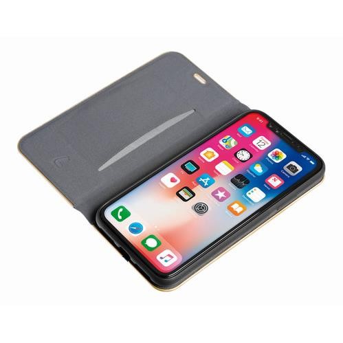 Club, Faux Leather Book Case - Apple iPhone X - Blue/Gold