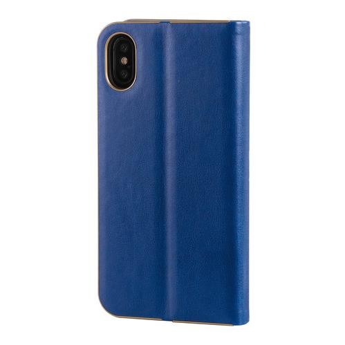 Club, Faux Leather Book Case - Apple iPhone X - Blue/Gold