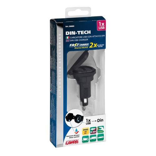 Din-Tech, Din 1 USB port charger - Fast Charge - 2400 mA - 12/32V