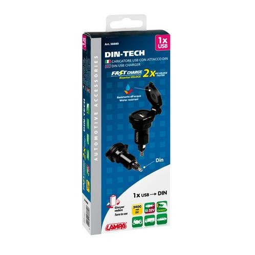 Din-Tech, Din 1 USB port charger - Fast Charge - 2400 mA - 12/32V