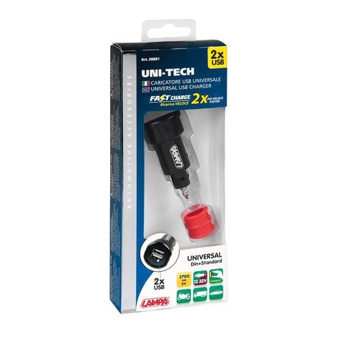 Uni-Tech, Universal Charger 2 USB Ports - Fast Charge - 2700 mA - 12/32V