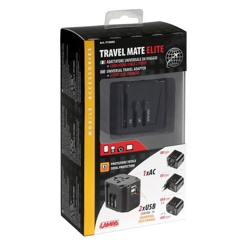 Travel Mate Elite Universal Travel Adapter + 2-Port USB Charger