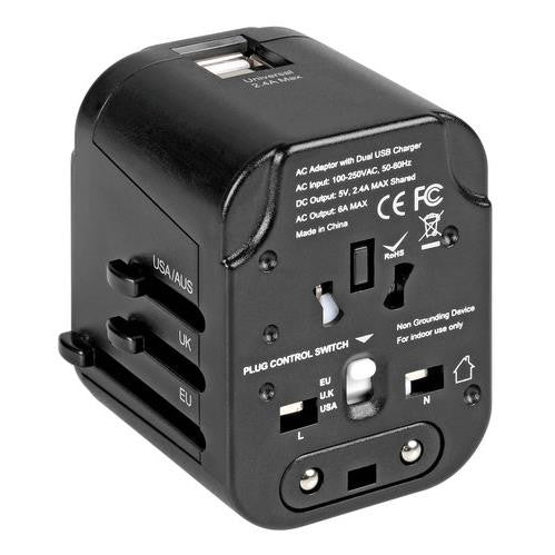 Travel Mate Elite Universal Travel Adapter + 2-Port USB Charger