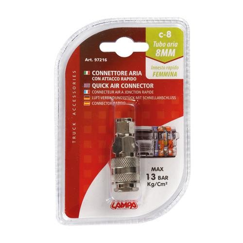 C-8, air connector for Ø 8 mm tube with female quick coupling
