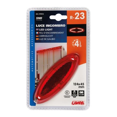 4 LED Clearance Light, Surface Mount, 12/24V - Red