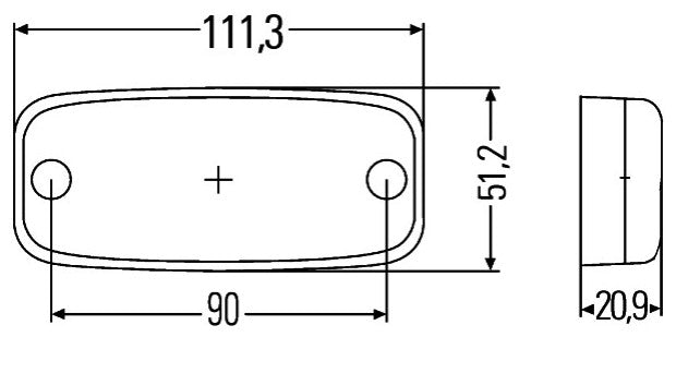 Luce laterale FLATPOINT II arancione con staffa verso catadiottro e cavo da 1,5 m.