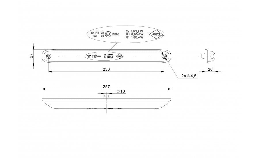 LED light 3 functions position/stop/indicator 12/24V