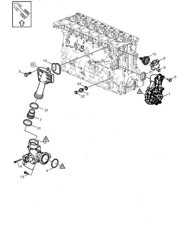 Water pump connection pipe for FH