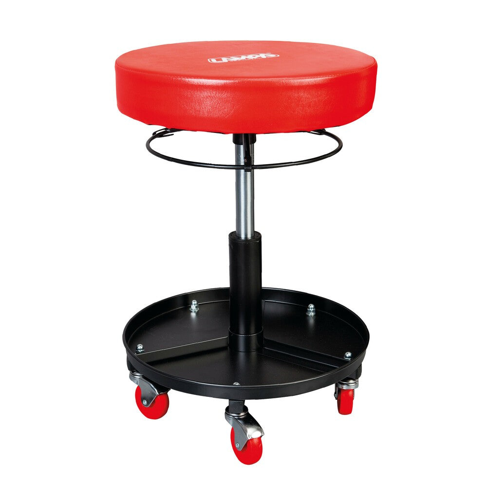 Round workshop stool with tool tray