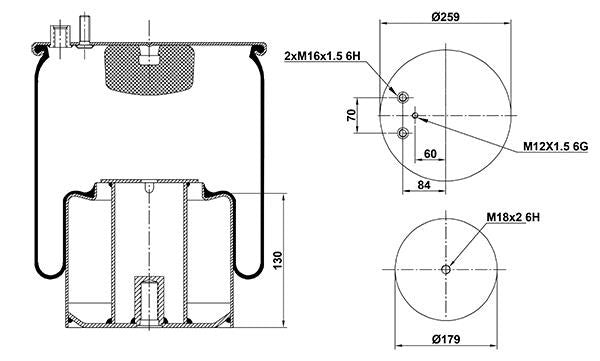 Rear air spring for MAN TGL