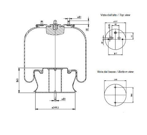 Front air spring for Scania 4 and R series