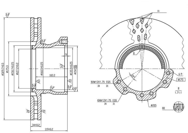 Disco freno posteriore per Daf LF45 1400273 1408254 1408672