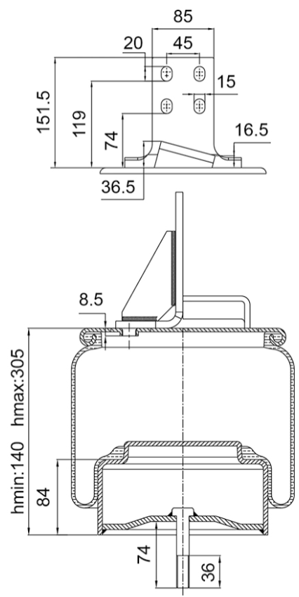 Complete rear/rear left air spring