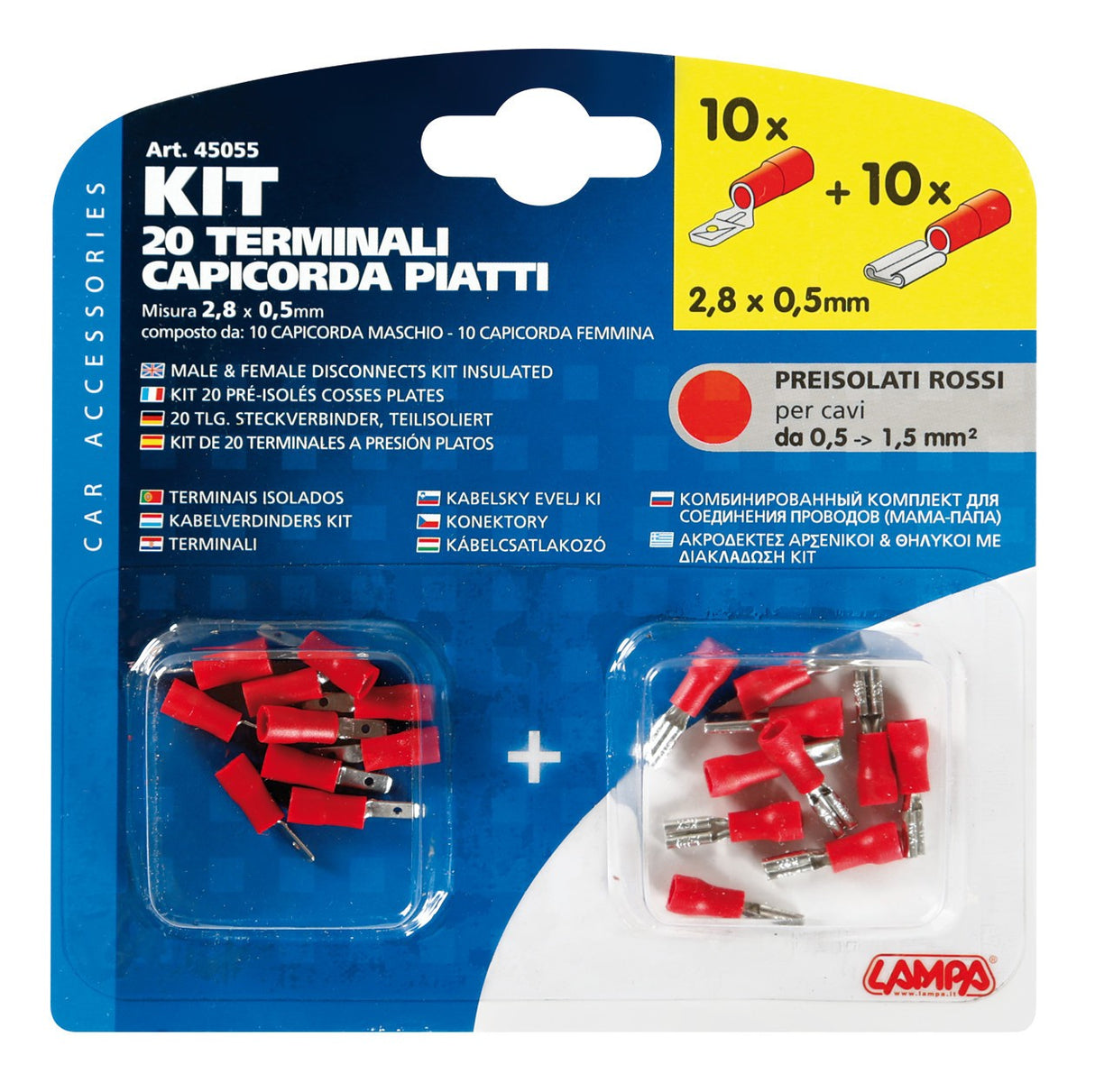 Kit 20 terminali-capicorda piatti - Rosso