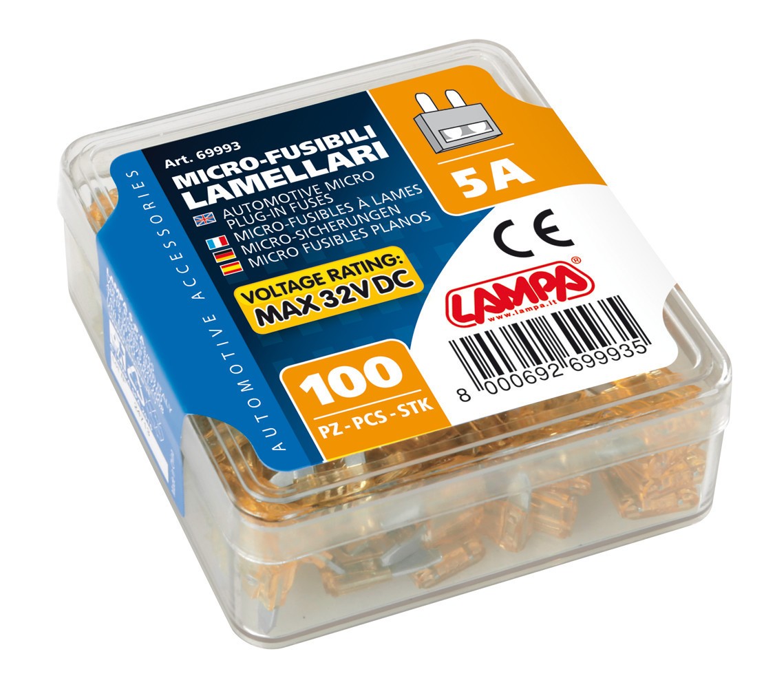 Set 100 micro fusibili lamellari, 12/32V - 5A