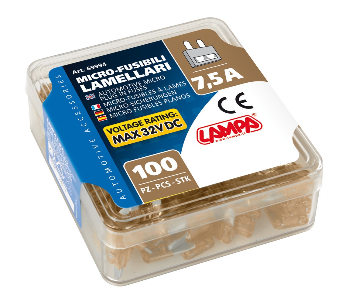 Set 100 micro fusibili lamellari, 12/32V - 7,5A