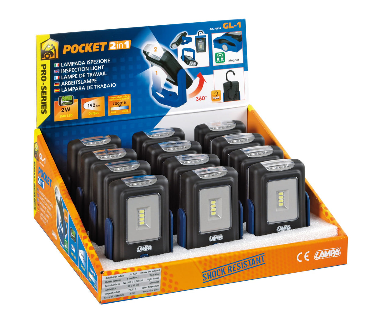 GL-1, lampada ispezione a LED con torcia - Sfuso