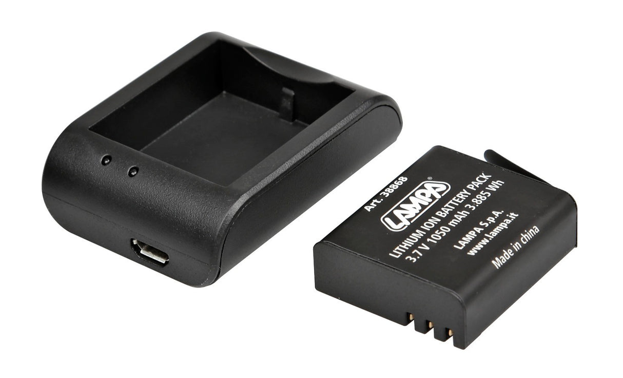 Kit carica batteria + batteria per action camera