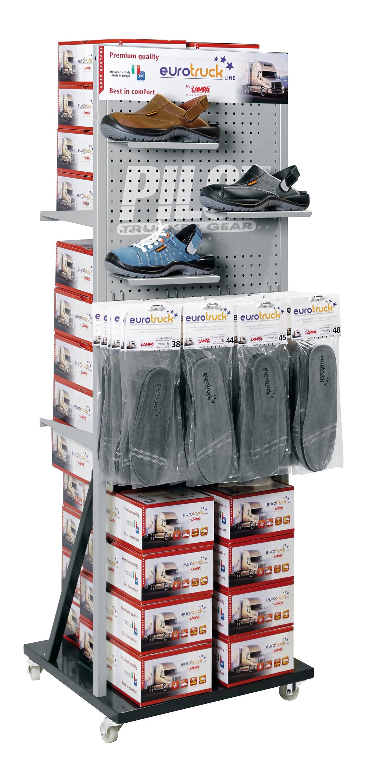 Espositore double-face per 24 paia di scarpe