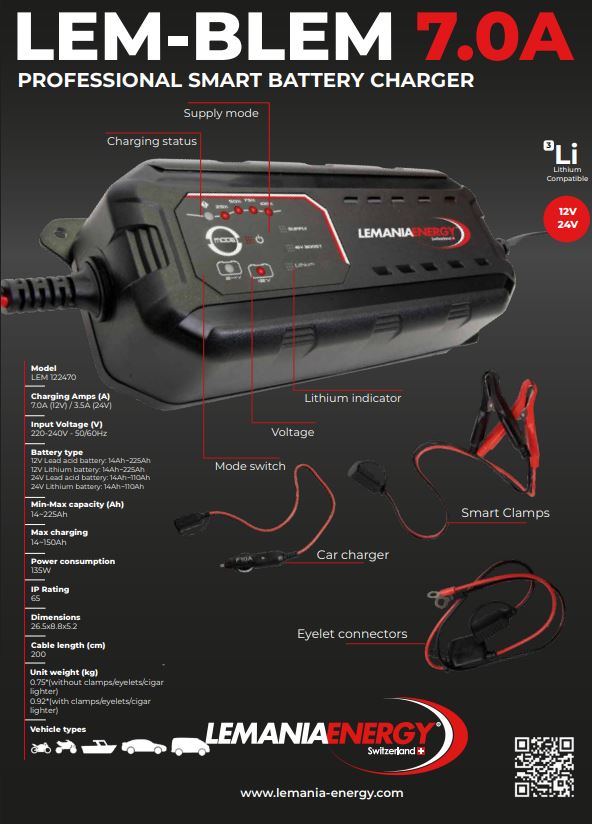 Caricabatterie mantenitore professionale 12/24V 25A