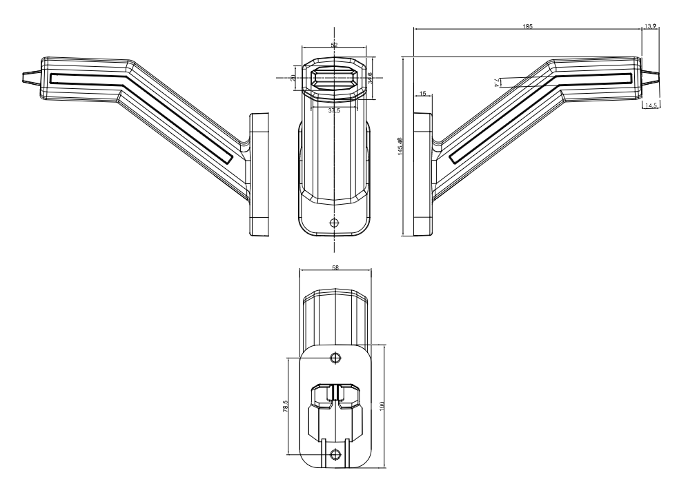 Fanalino ingombro led 12/24V sinistro