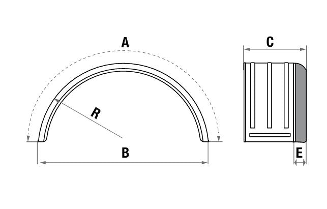 Parafango inox fiorettato / gomma 2100X1340X700