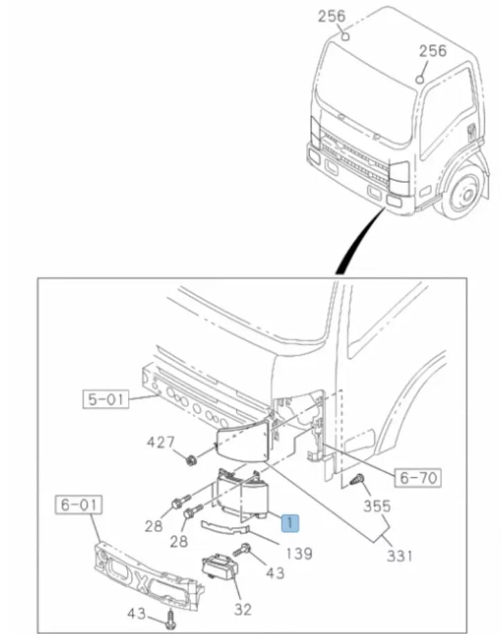 Faro proiettore destro Isuzu NPR NLR ELF