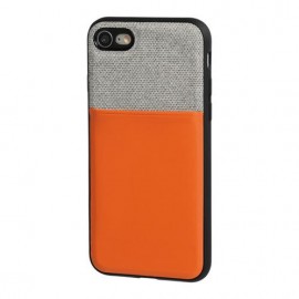 Duo pocket, cover bicolore con inserti metallici - Apple iPhone 7 / 8 - Grigio/Arancio