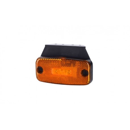 Luce laterale arancione a LED con cavo da 0,5m P&R, resinato direttamente nel fanalino e staffa di fissaggio rivolta in avanti.