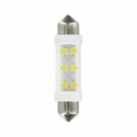 24V Lampada siluro 6 Led - 11x41 mm - SV8,5-8 - 2 pz - D/Blister - Bianco