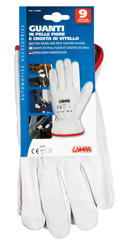 Guanti in pelle fiore e crosta di vitello - 9