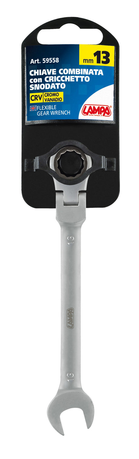Chiave combinata con cricchetto snodato - 13 mm