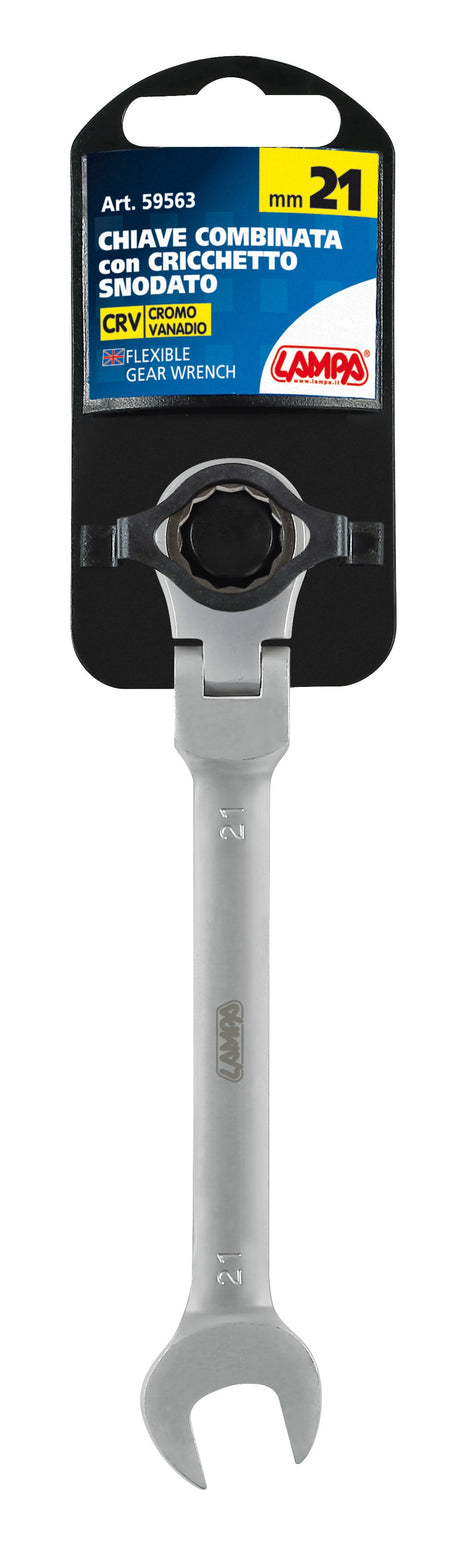 Chiave combinata con cricchetto snodato - 21 mm
