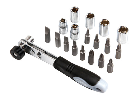 Set cricchetto con inserti e bussole, 19 pz