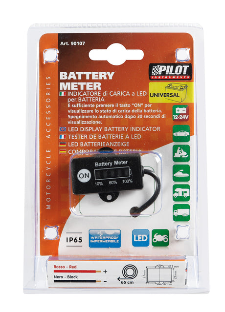 Indicatore di carica a Led per batteria, 12/24V