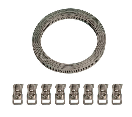 Kit nastro acciaio con 8 morsetti - 300 cm