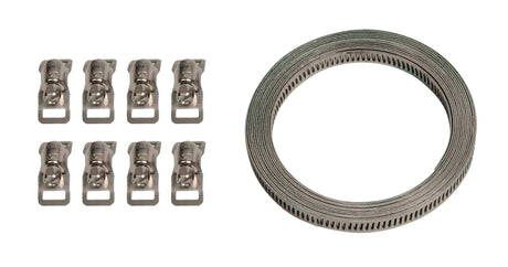 Kit nastro acciaio con 8 morsetti - 300 cm