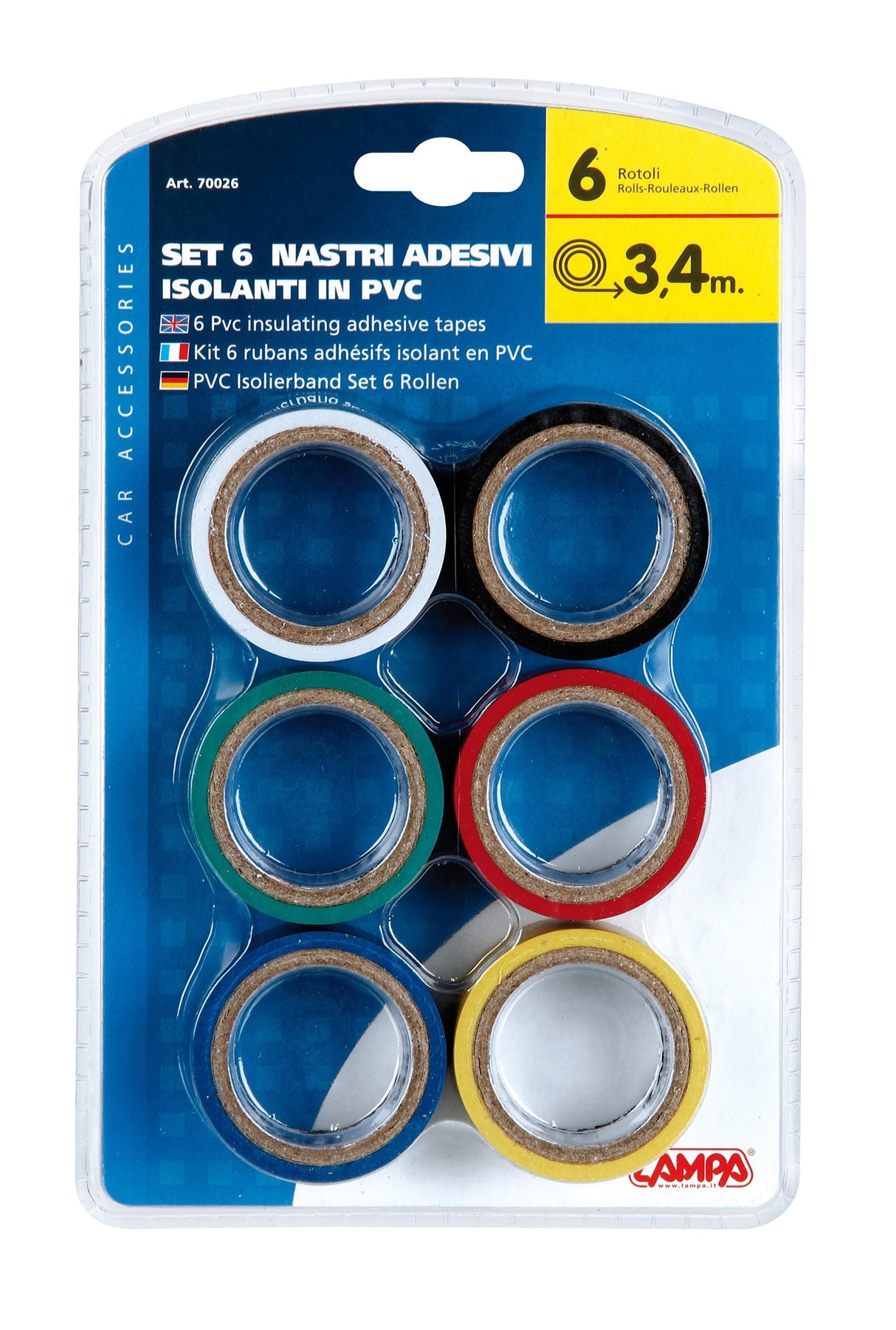 Set 6 nastri adesivi isolanti in pvc standard